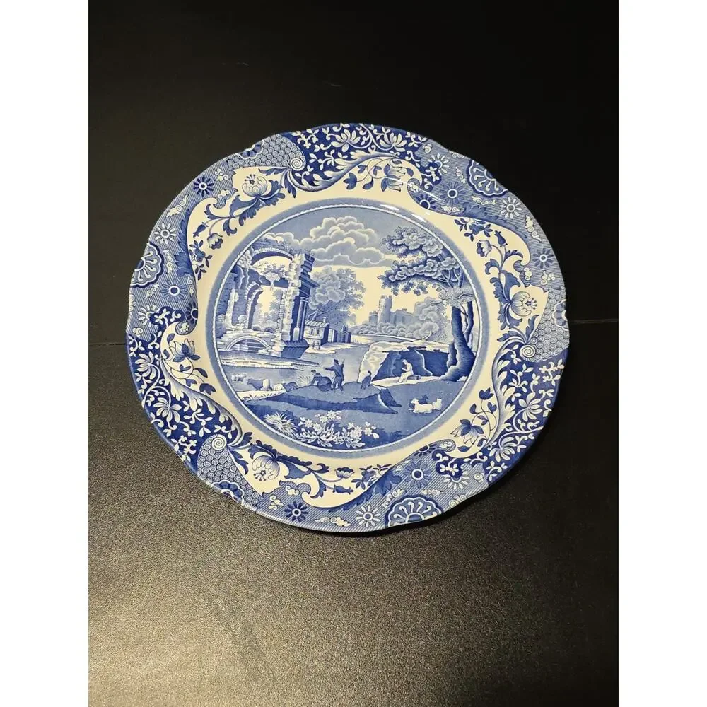 2 Spode Italian Blue White Dinner Plate 10.5